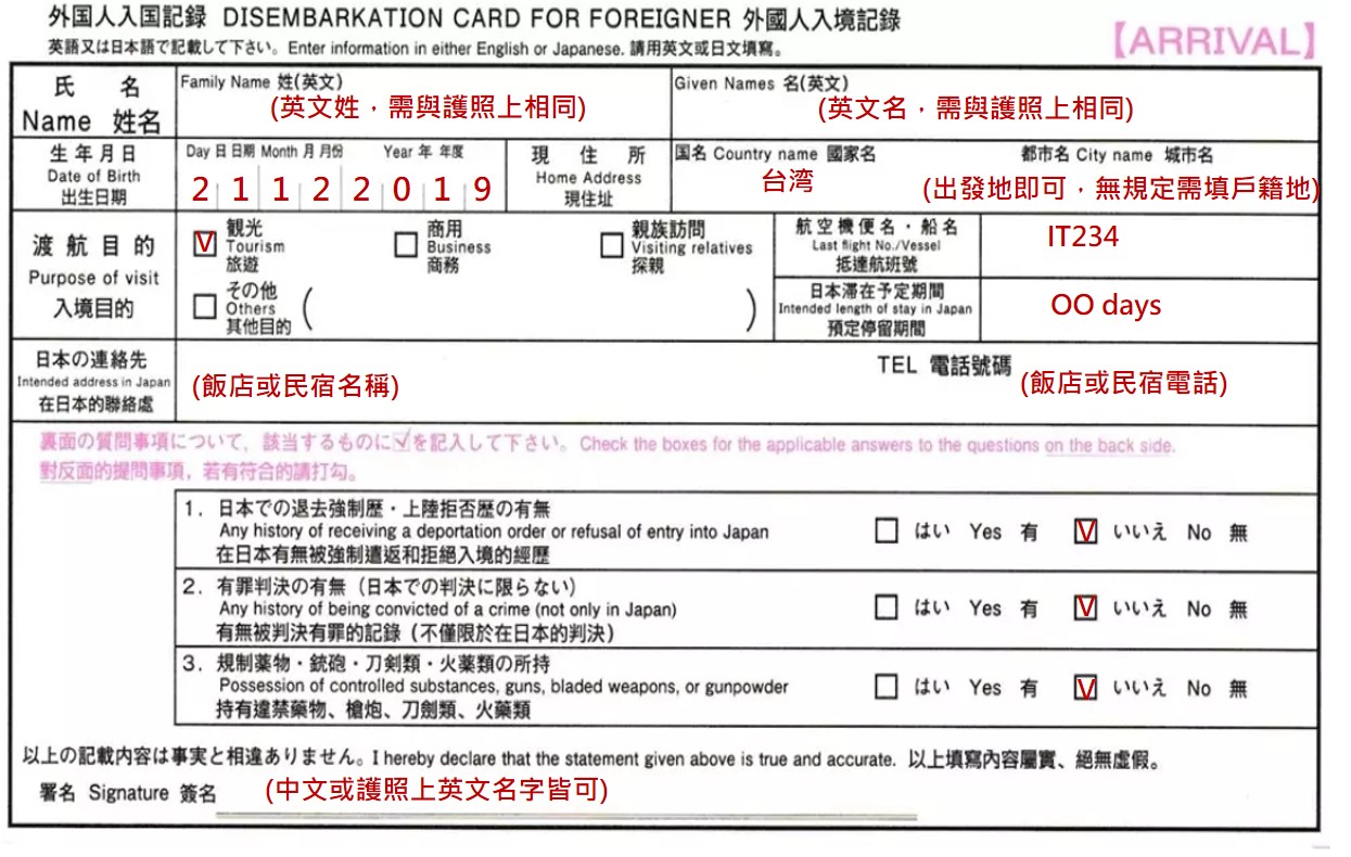 日本自助旅行須知|進入日本必填的入境記錄卡及申報單 - 老皮嫩肉的流水帳生活